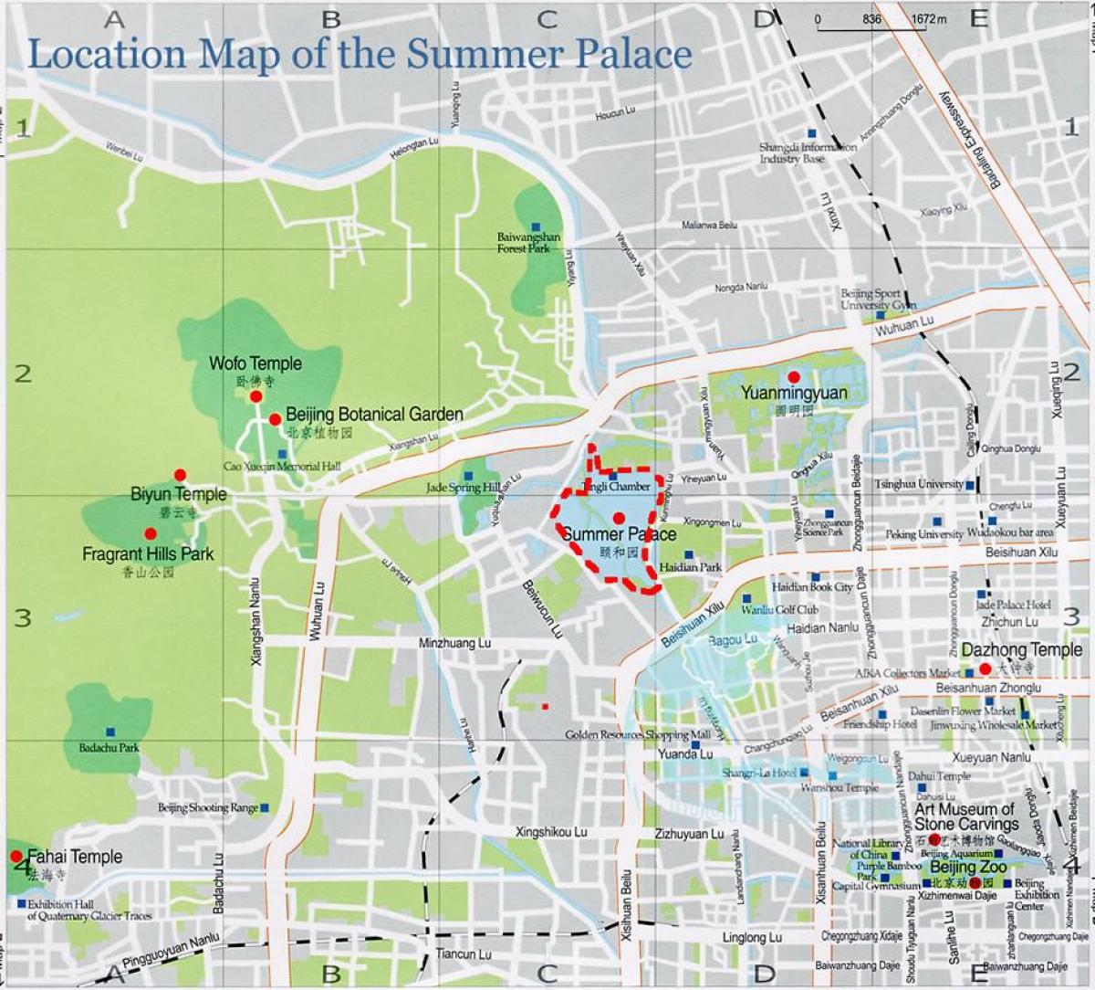 mapa Letni pałac w Pekin