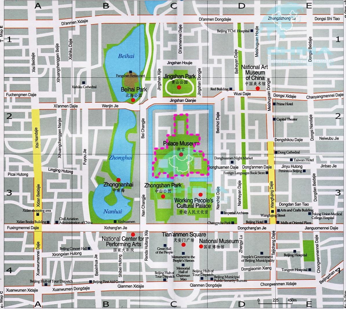 mapa Pekinu zabytki