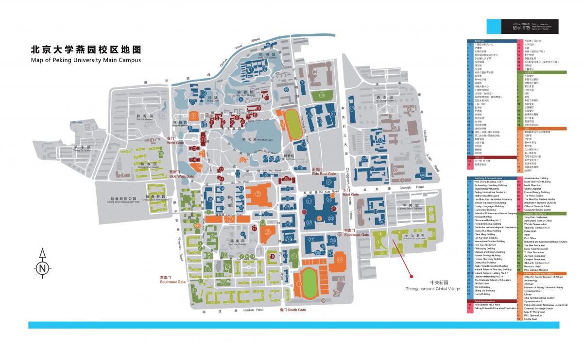 Mapa uniwersytetu Pekińskiego 