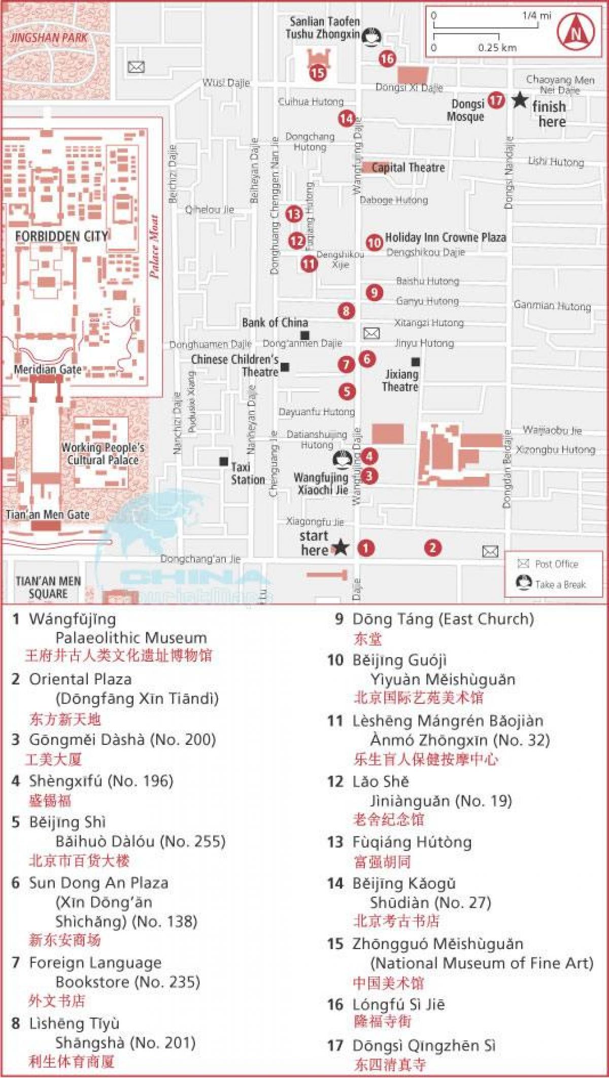 ulica Wangfujing mapie